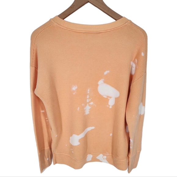 Athleta Coaster Luxe Waffle Sweatshirt Orange Bleach SZ Medium - Picture 9 of 11